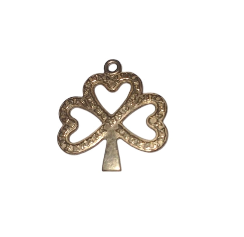 9ct vintage three leaf clover charm / pendant