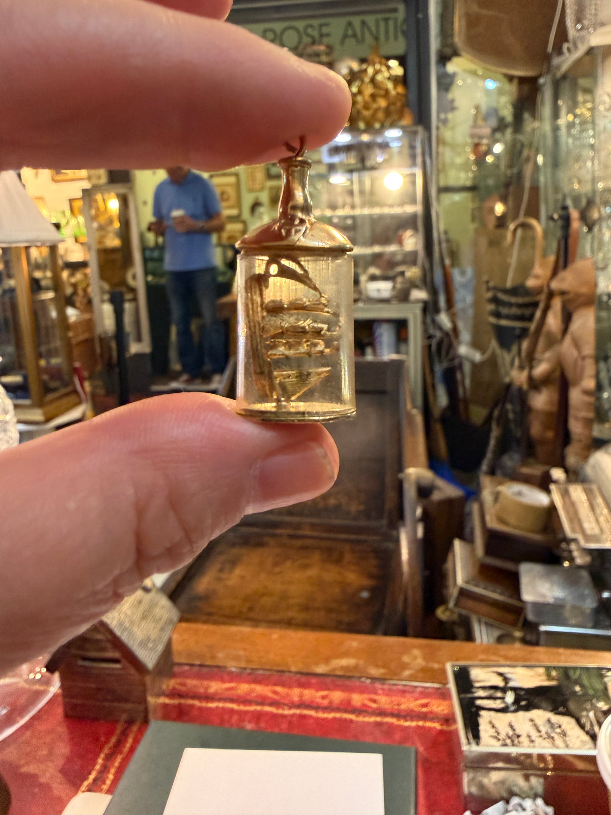 9ct vintage ship in bottle charm circa 1971 by FM 5.4g