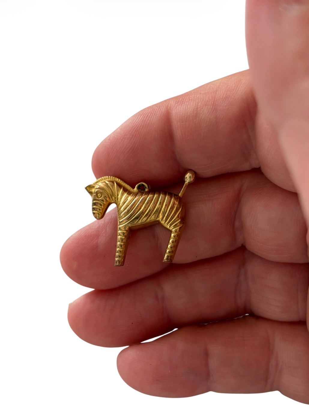 9ct vintage Zebra charm b y FM. Hollow 1.57g