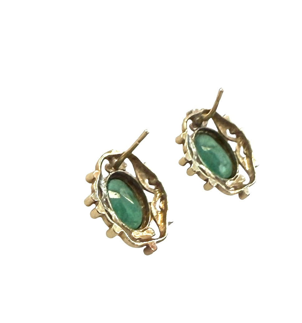 9ct emerald and gold std earrings