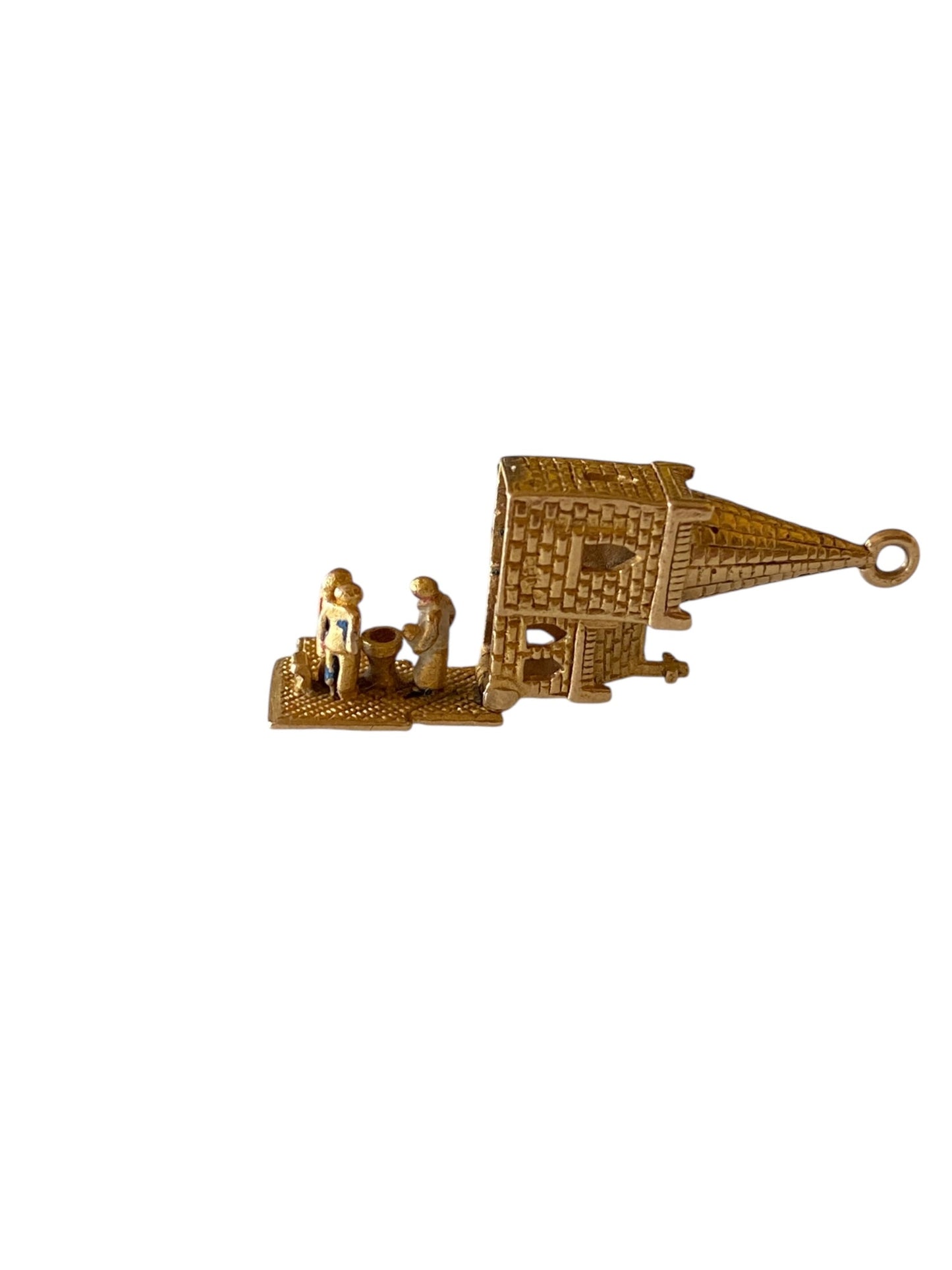 9ct vintage church charm with baptism inside