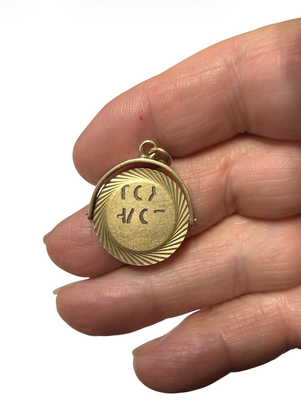 9ct vintage 'i love you' spinner charm - pendant by Georg Jensen circa 1966 2.17g