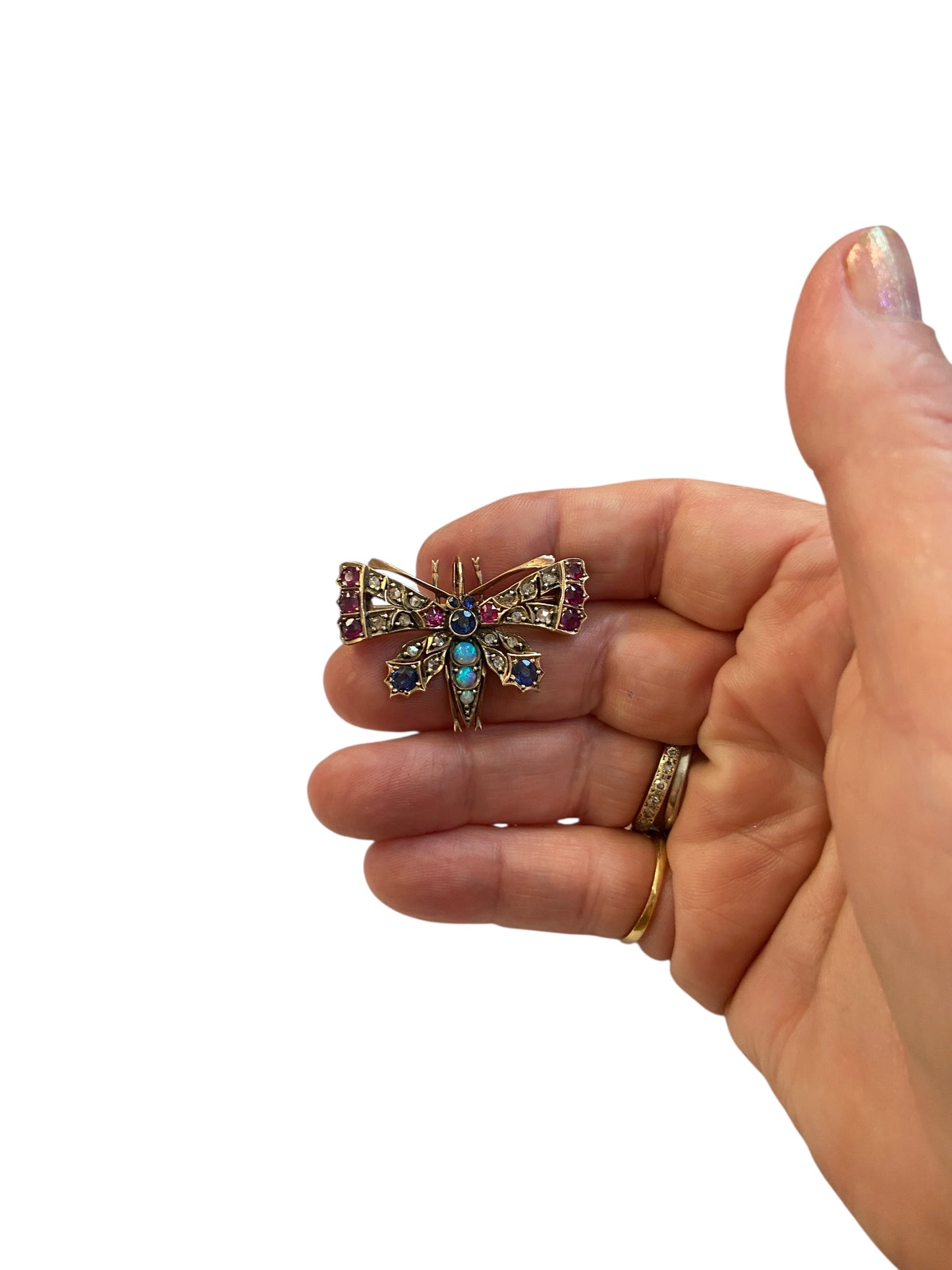 9ct vintage butterfly brooch with rose cut diamonds