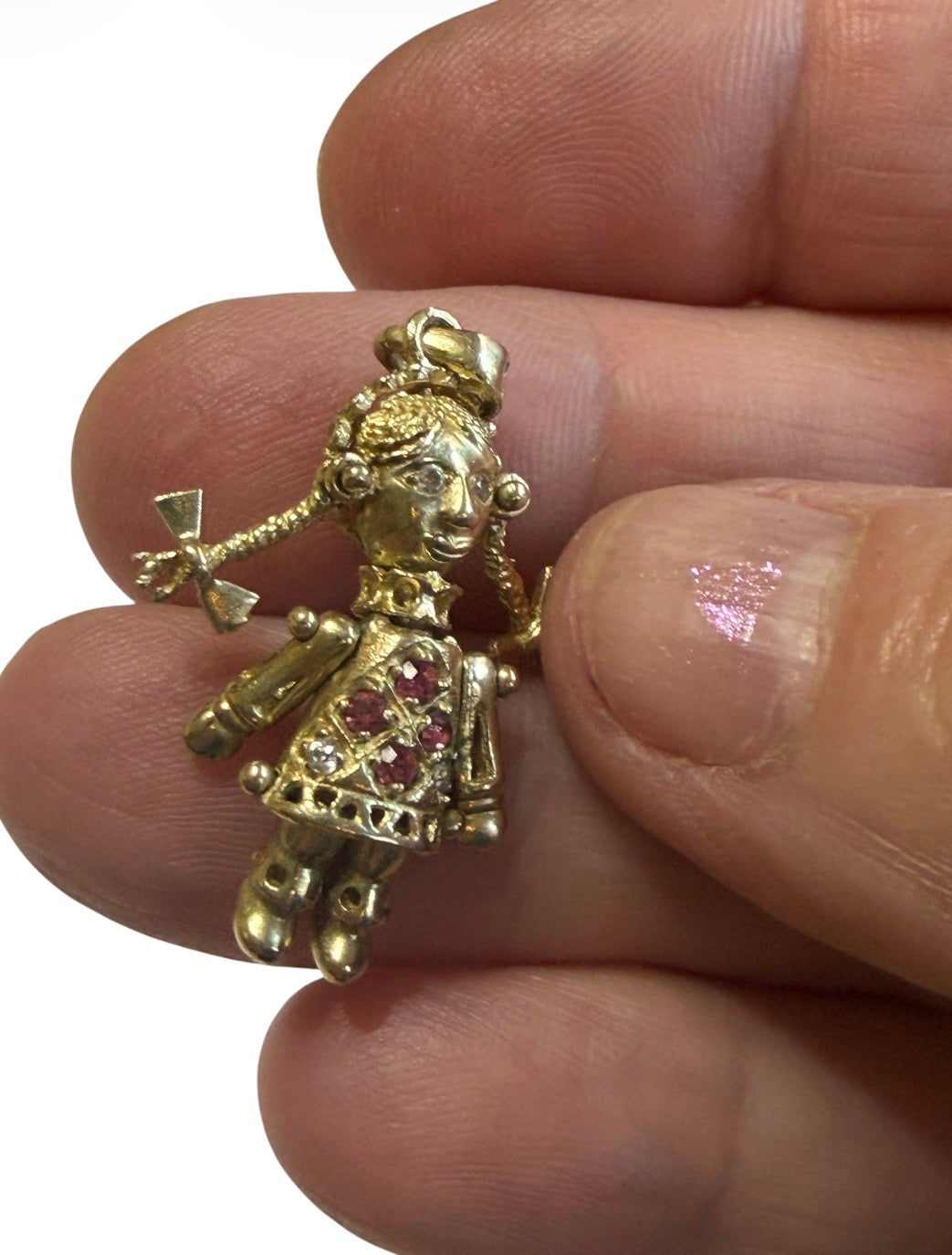 9ct vintage doll charm / pendant   9ct rug rat charm articulated