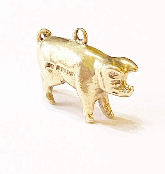 9ct vintage pig charm solid gold 8.7g circa 1970