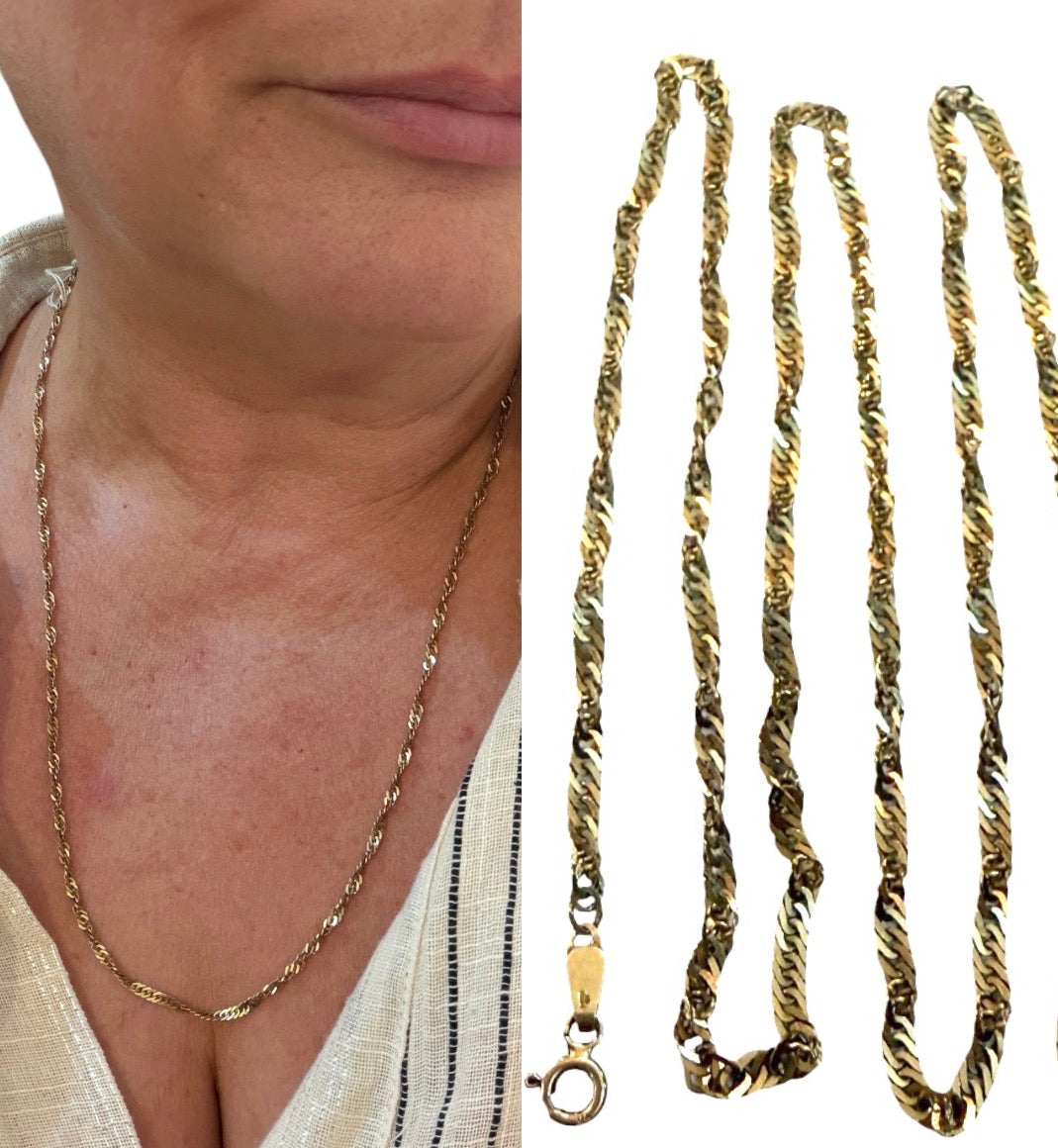 9ct vintage Singapore link chain 24.5 inches 5.79g