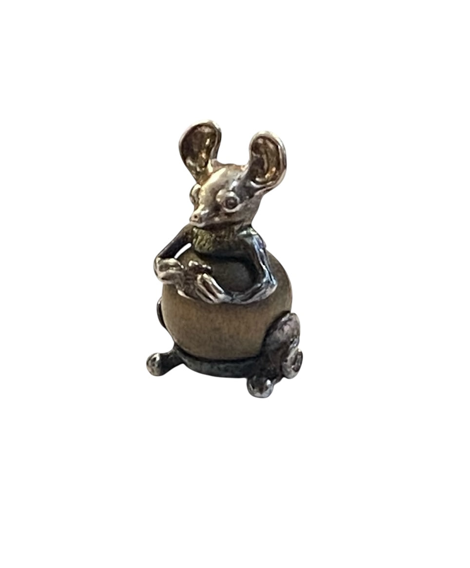 925 vintage silver mouse charm, touch wood by Nuvo