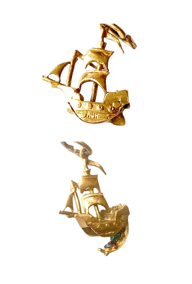 9ct 375 vintage opening pirate ship with stored jewels charm circa 1986