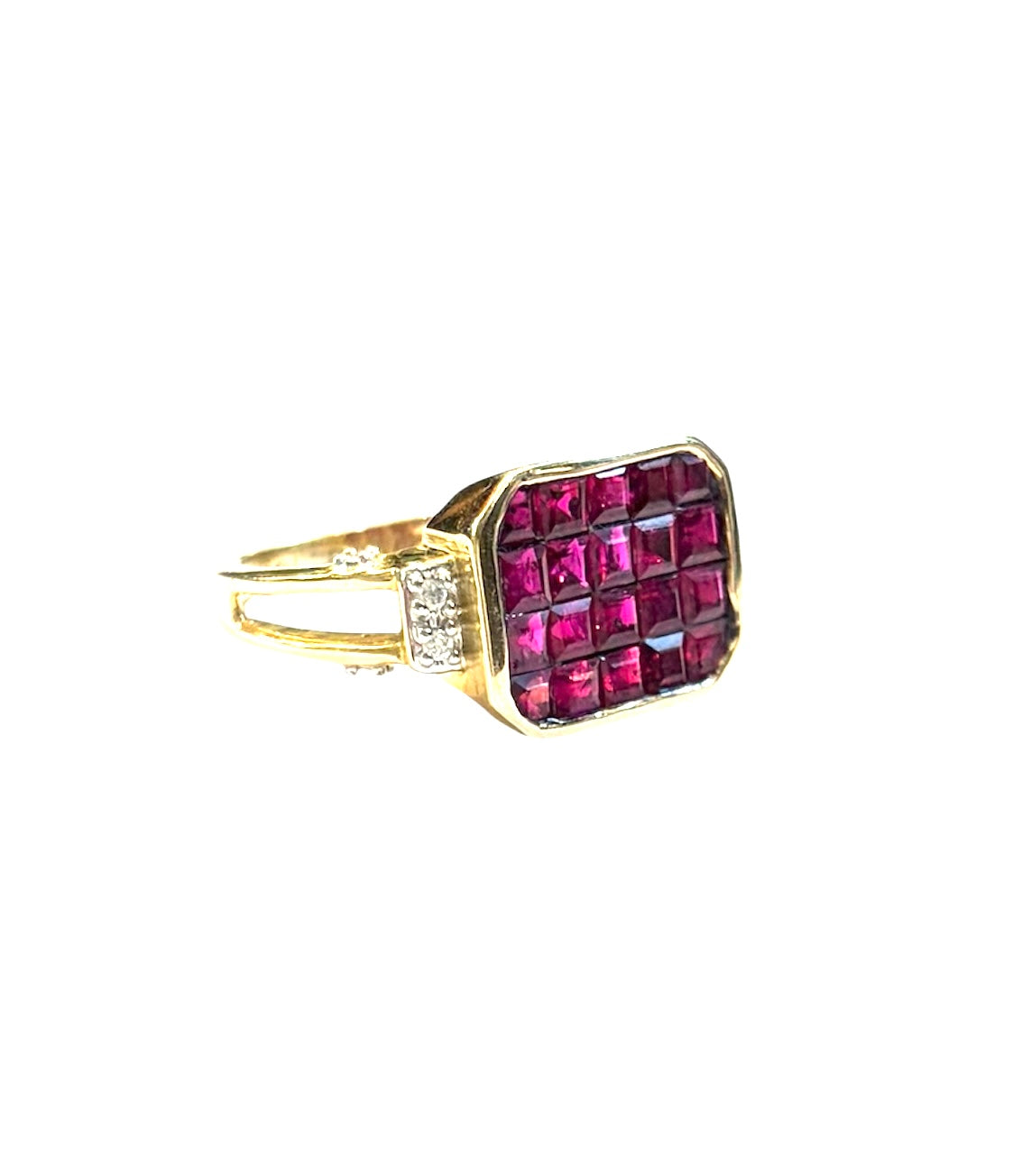 9ct pre owned ruby and diamond ring size L 1/2