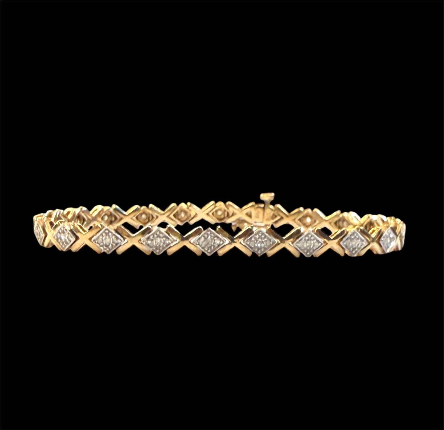 9ct vintage diamond bracelet, tennisbracelet 0.40ct diam, 7 inches