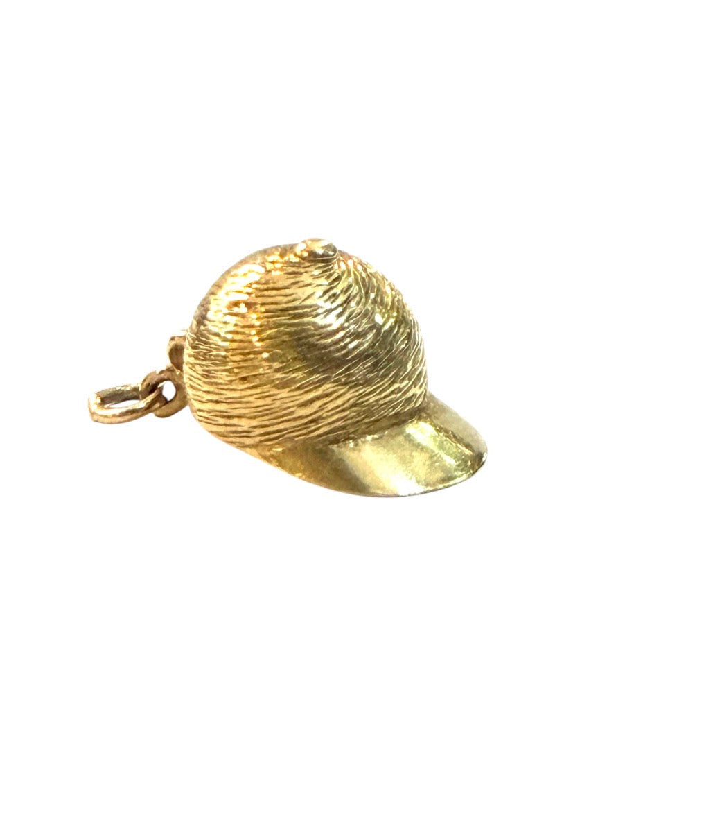9ct vintage jockey hat with horse charm / pendant circa 1965 4.4g