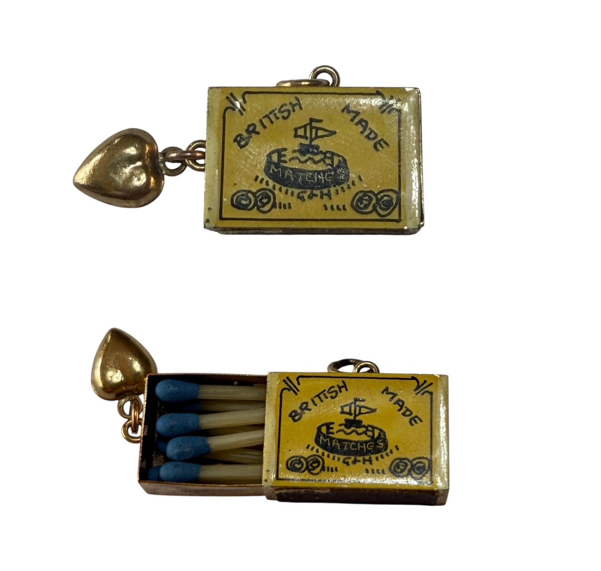 9ct vintage opening match box charm / pendant circa 1968 maker G&H unisex