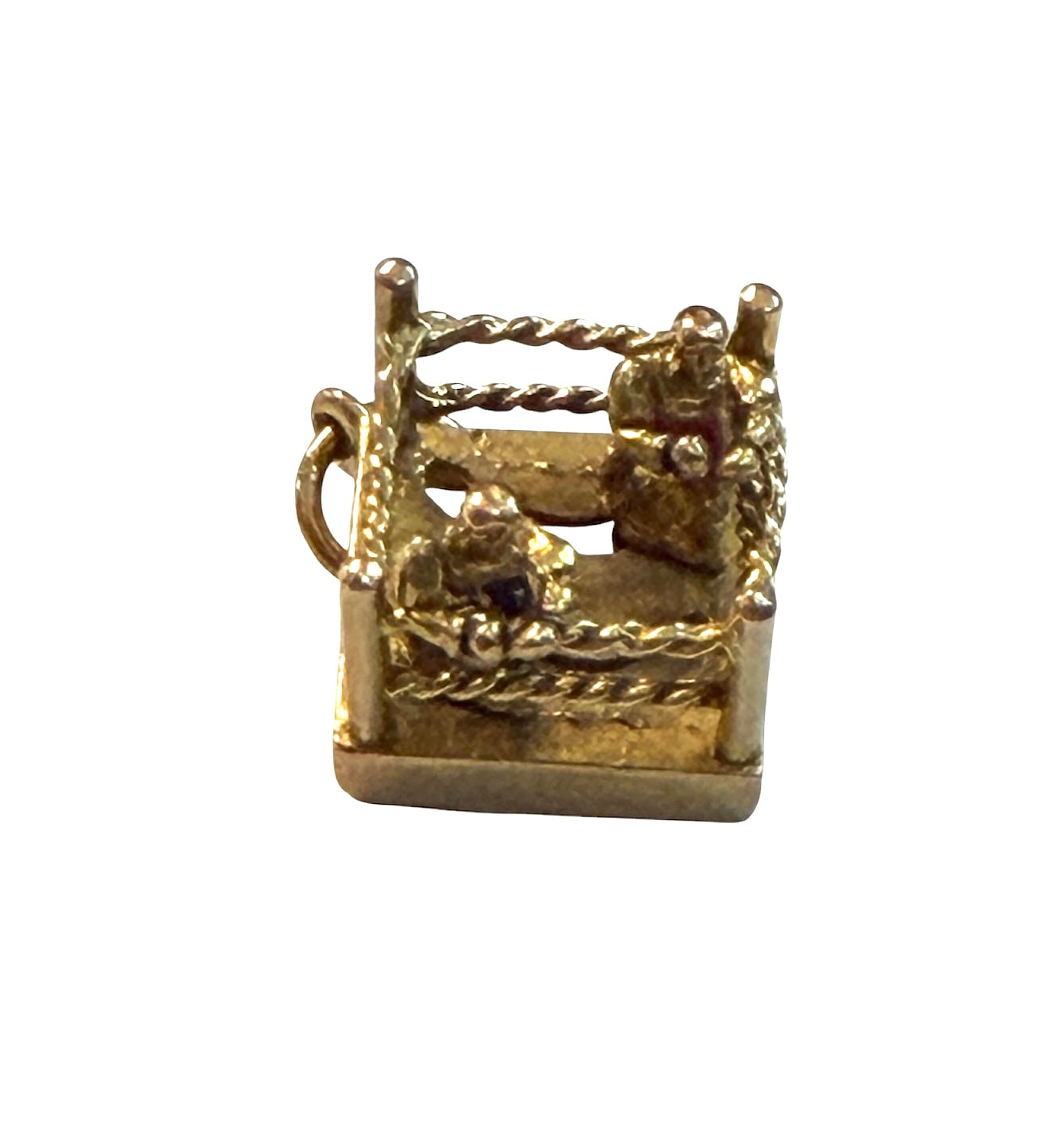 9ct vintage boxers in ring charm / pendant articulated. circa 1956 by Georg jensen 2.8g