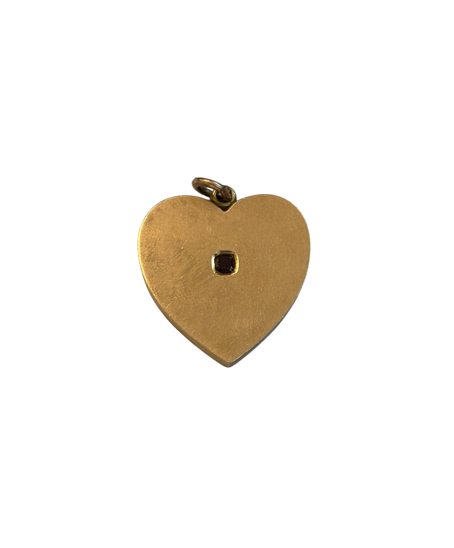 9ct antique heart with garnet, circa 1887 Birmingham 3.72g Hollow