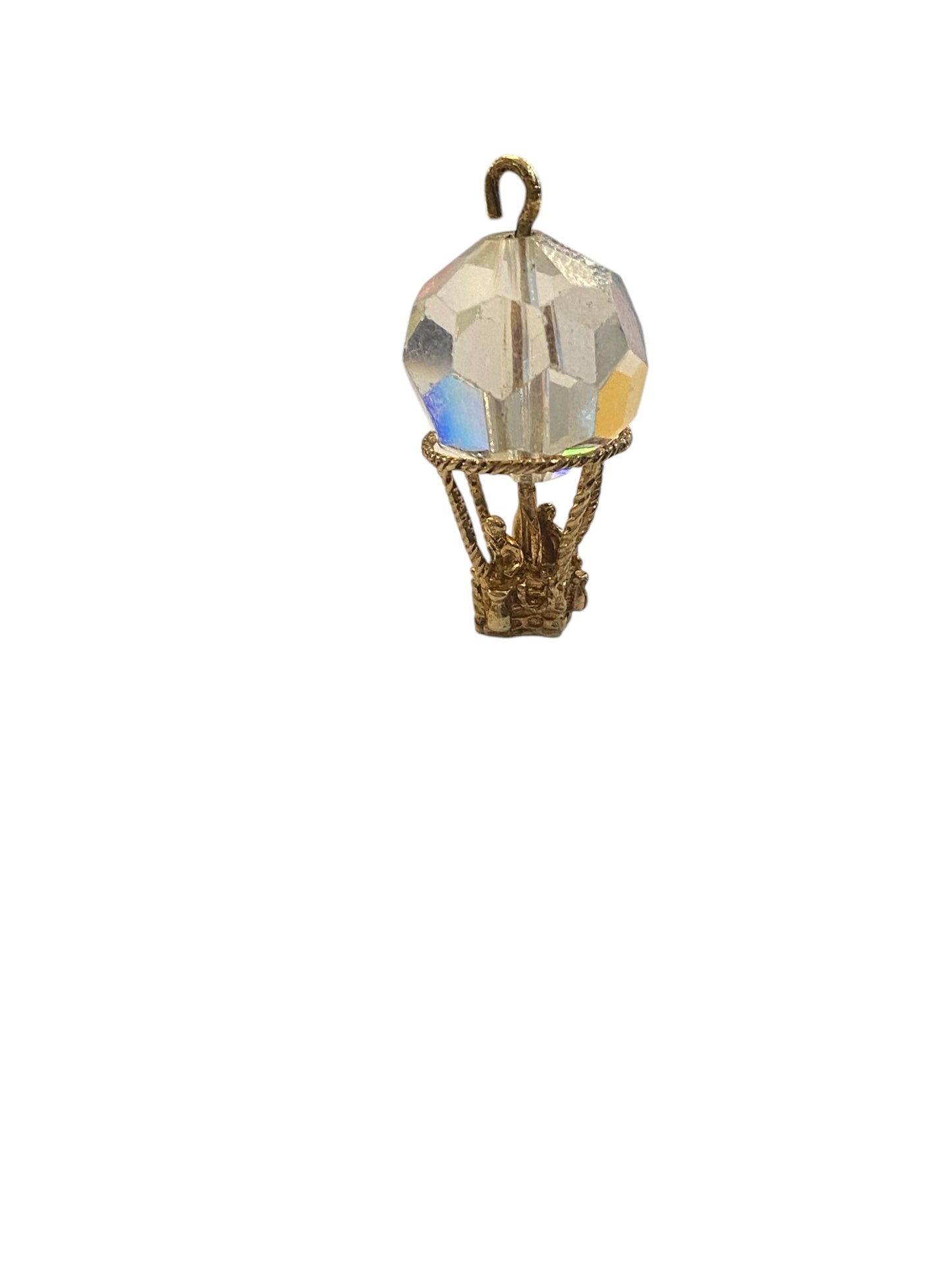 9ct vintage hot air balloon charm, with a crystal.