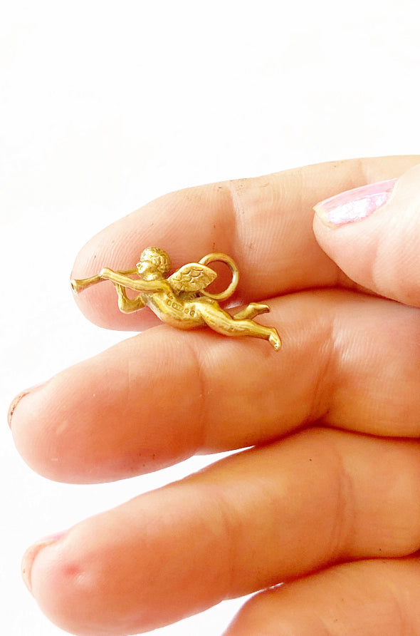 9ct angel with horn charm gold vintage circa 1959