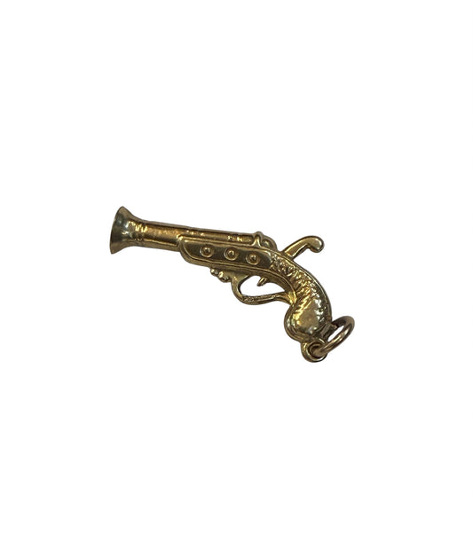 9ct vintage flintlock charm / pendant maker FM 1.02g