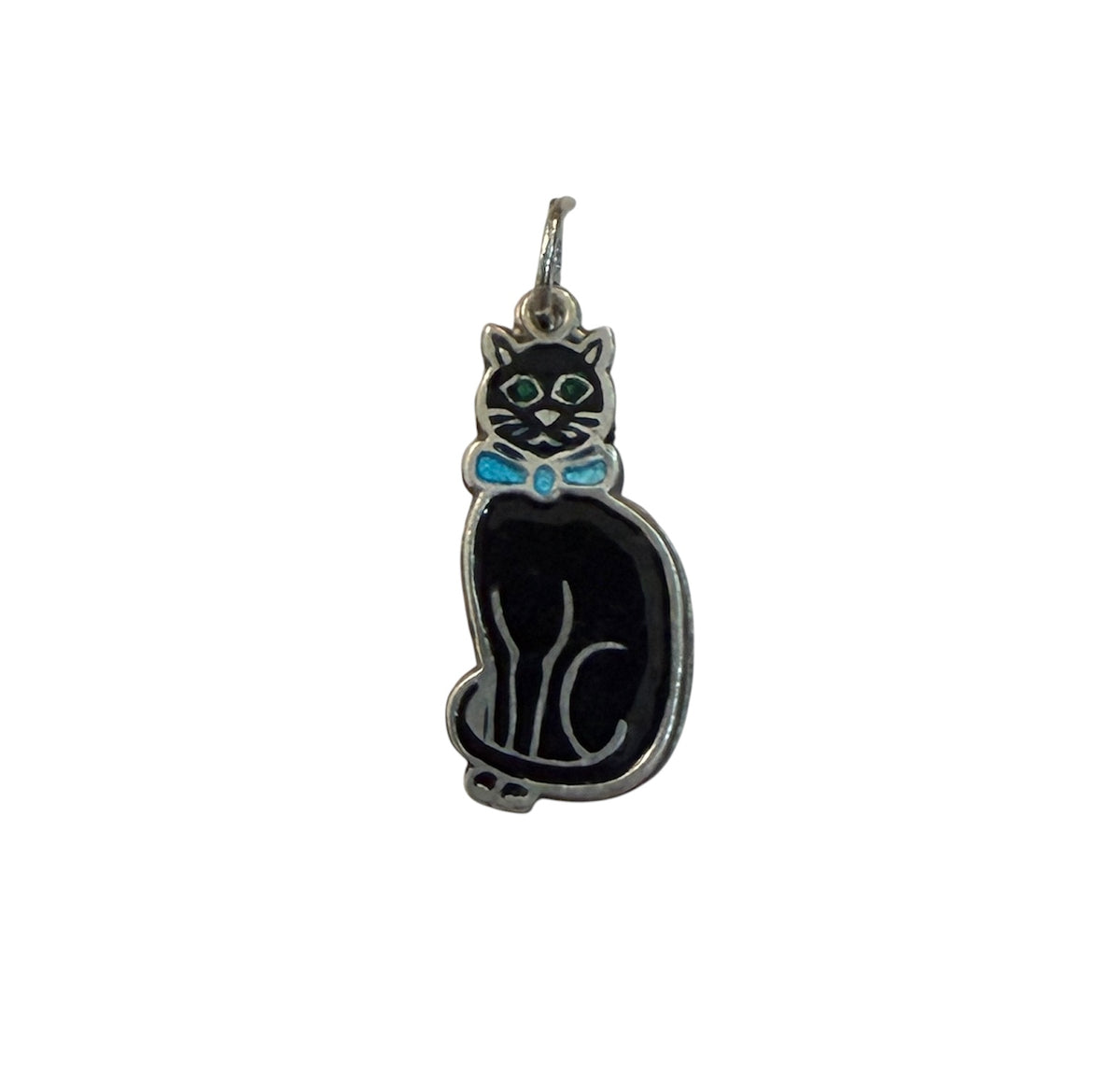 925 sterling silver black cat charm pendant. 1.2g