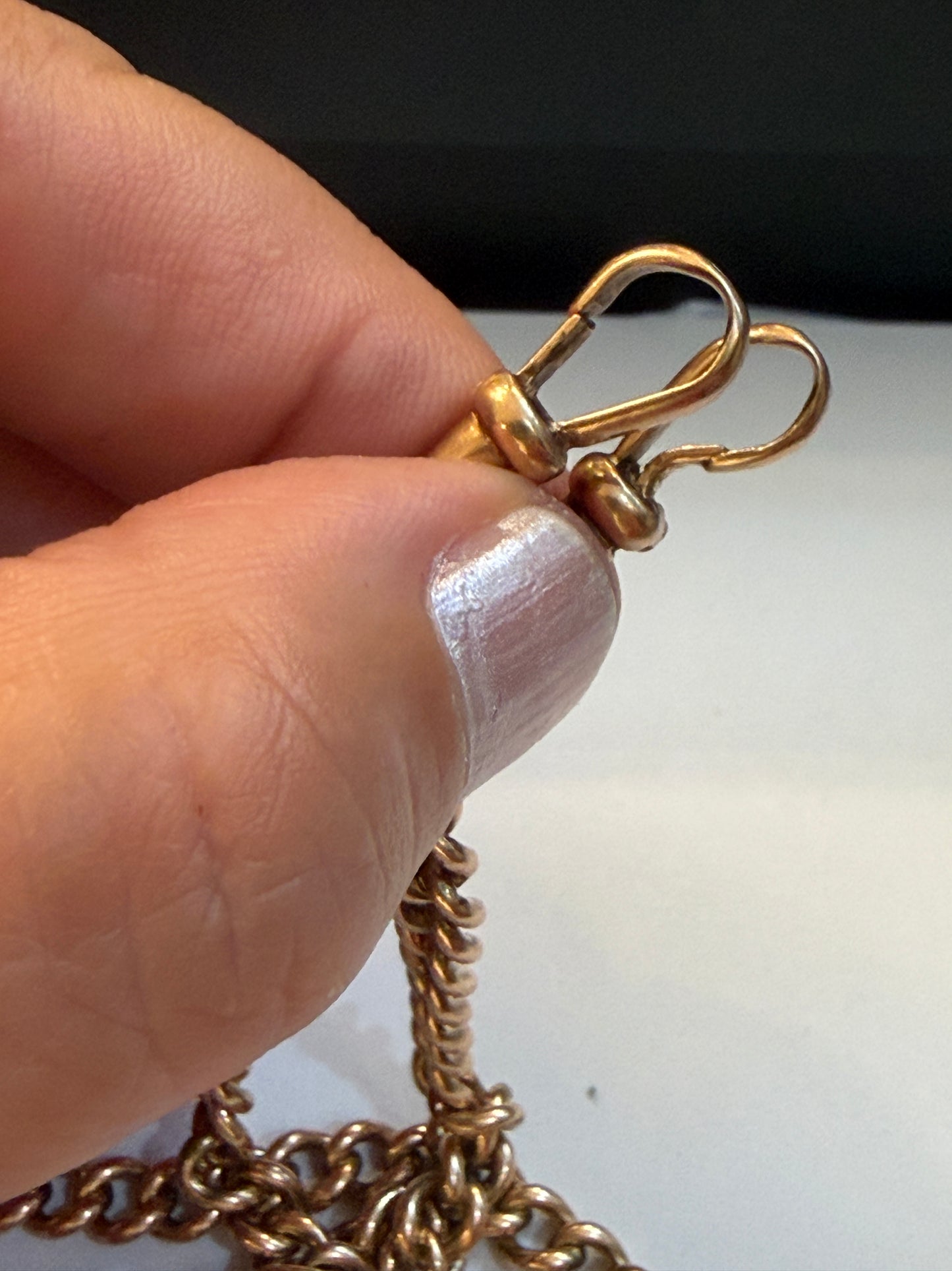 9ct antique rose gold Albert chain. 21 inch long 42.27g