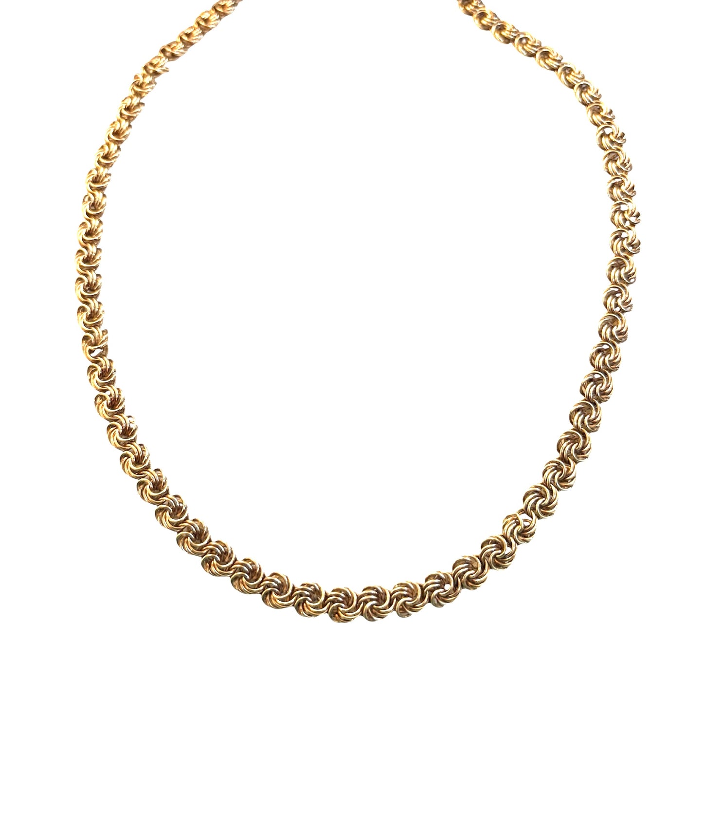 9ct vintage / pre owned rosette design necklace circa 1990 maker A.C 10.1g