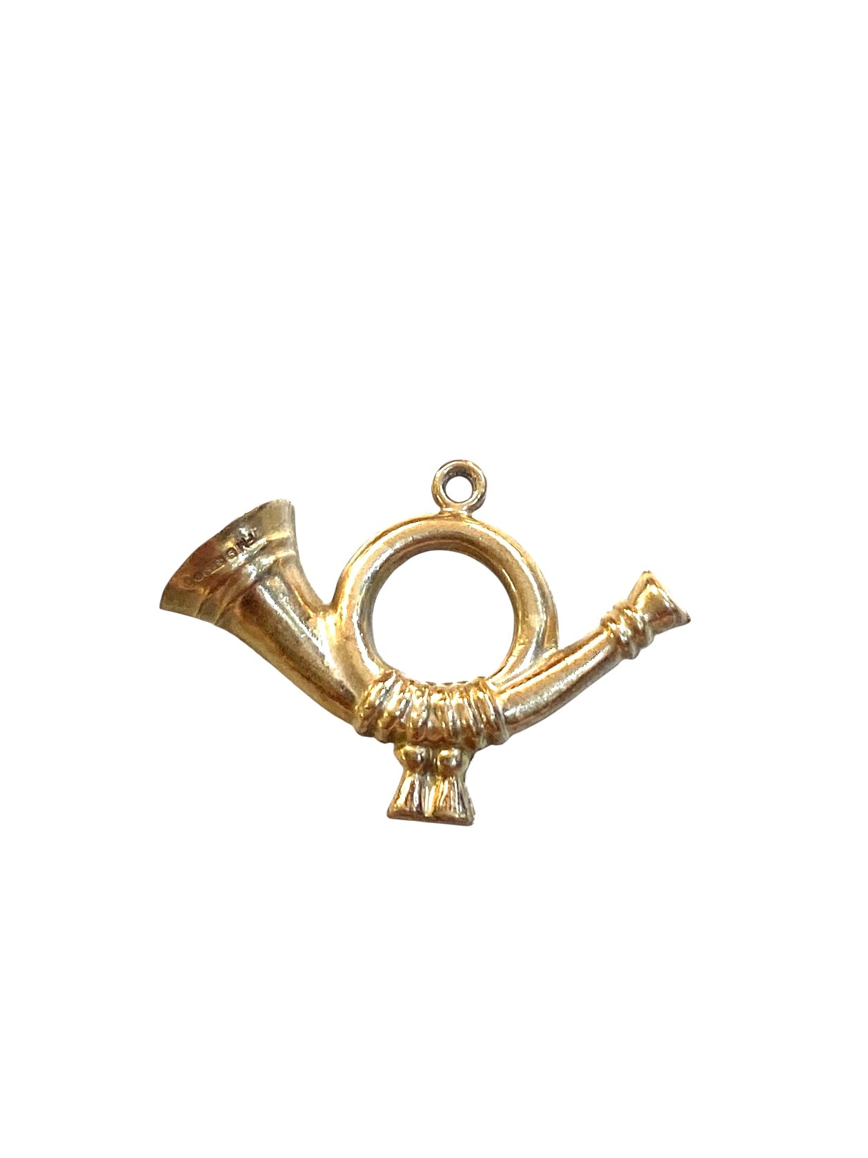 9ct vintage french hunting horn / bugle charm circa 1973