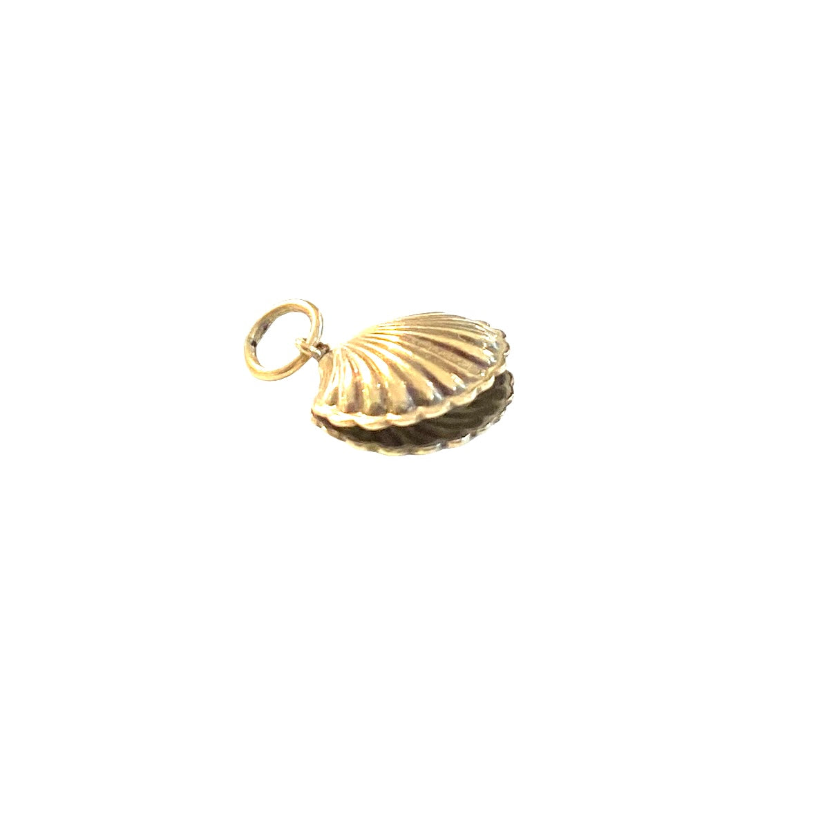 9ct vintage shell charm with pearl. circa 1974 maker WHC