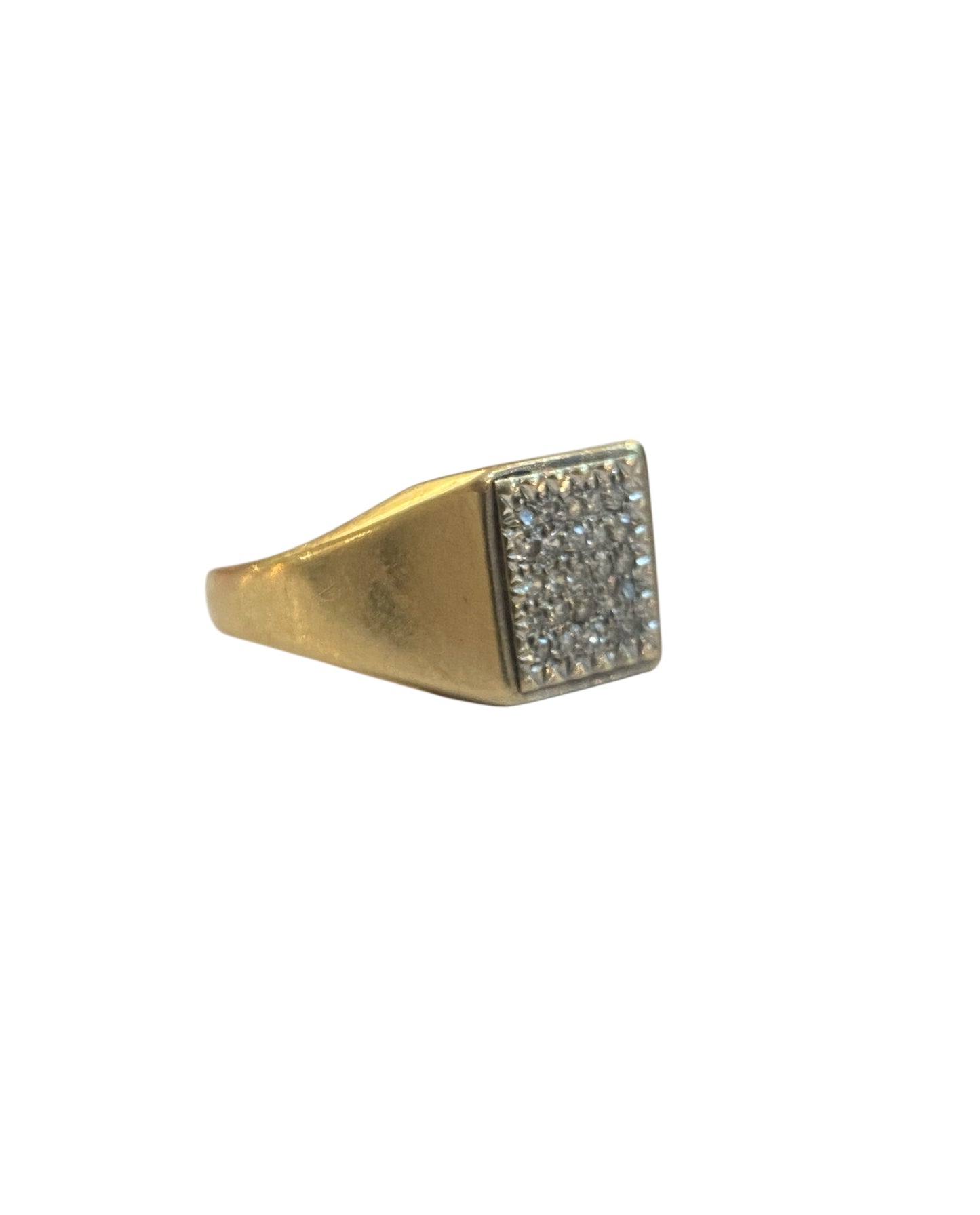 9ct vintage diamond unisex ring, signet ring size R