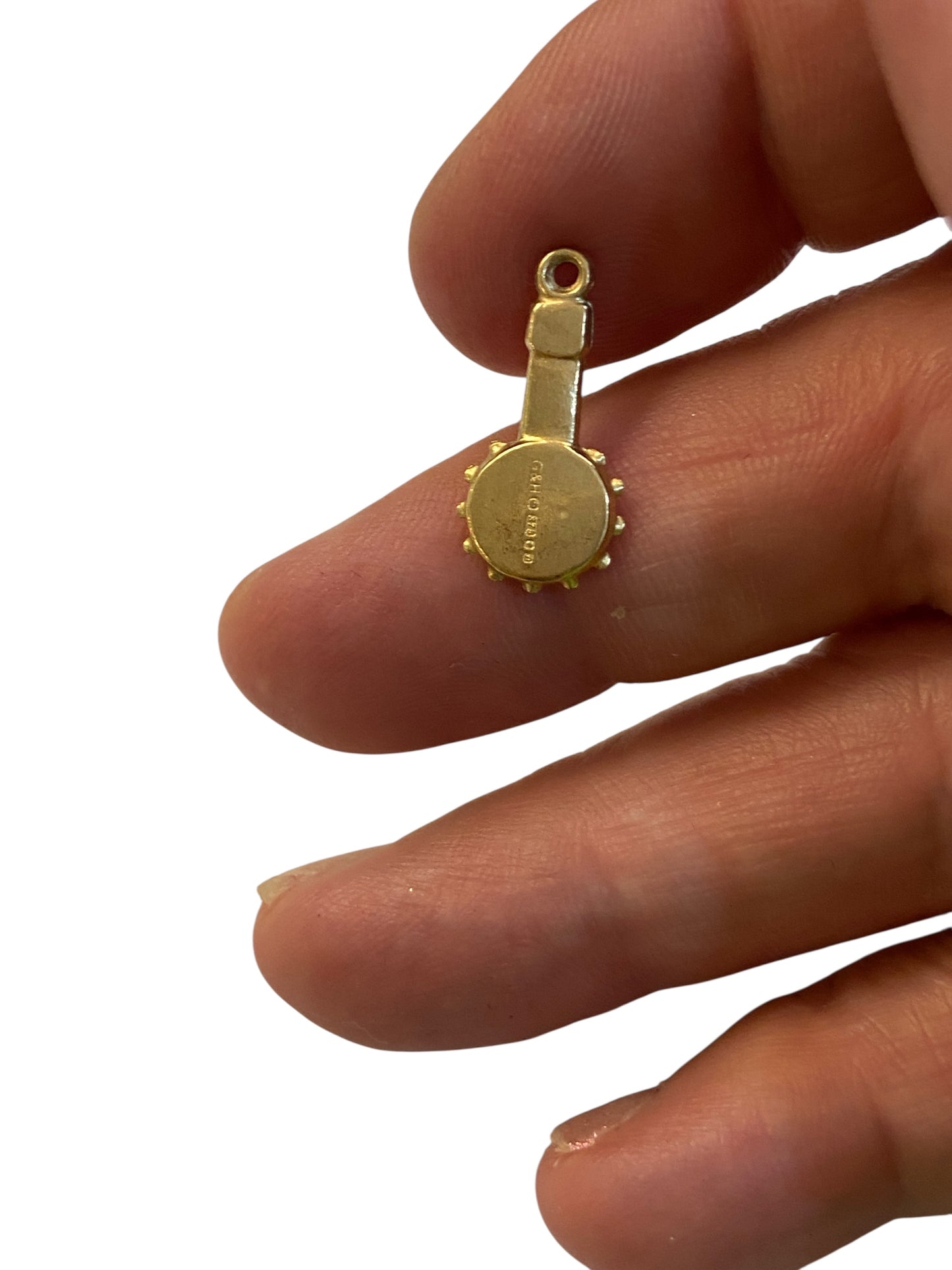 9ct vintage banjo charm, small 0.5g circa 1978