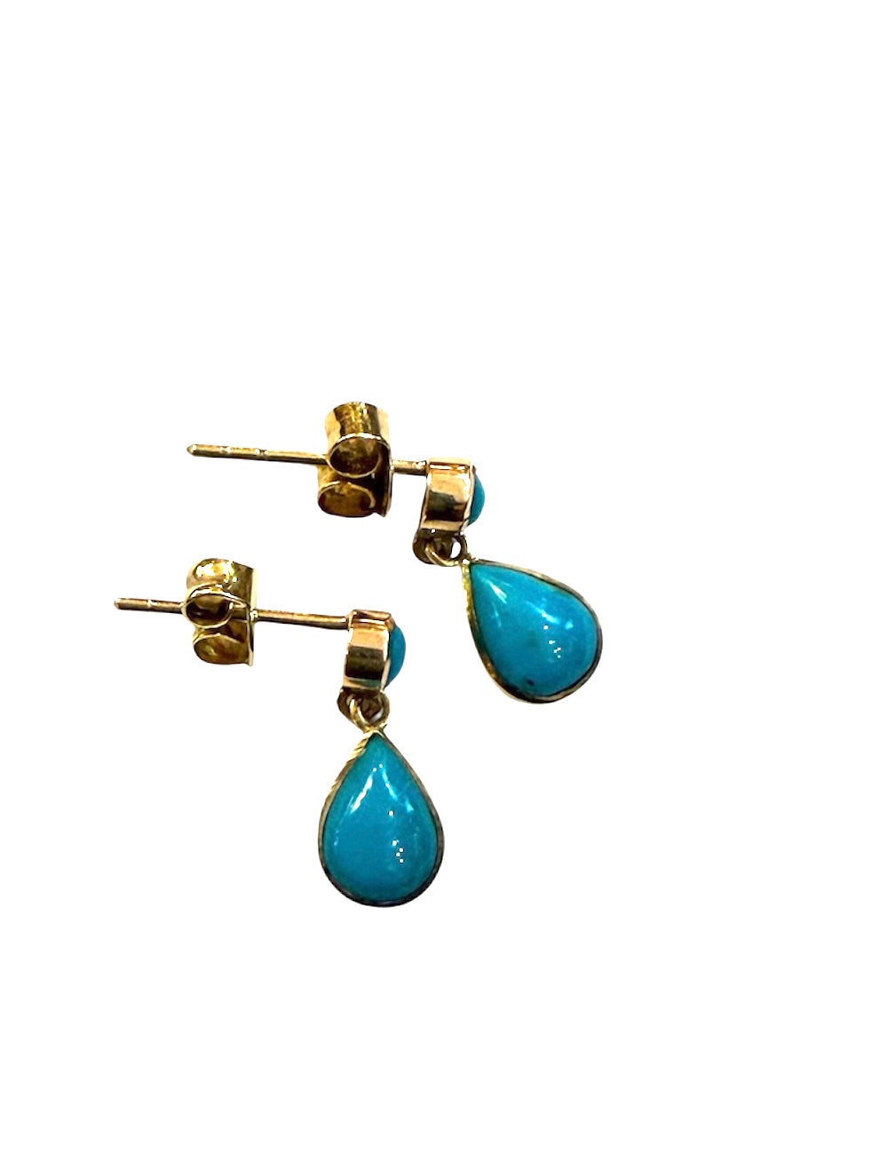 9ct vintage turquoise drop earrings . small