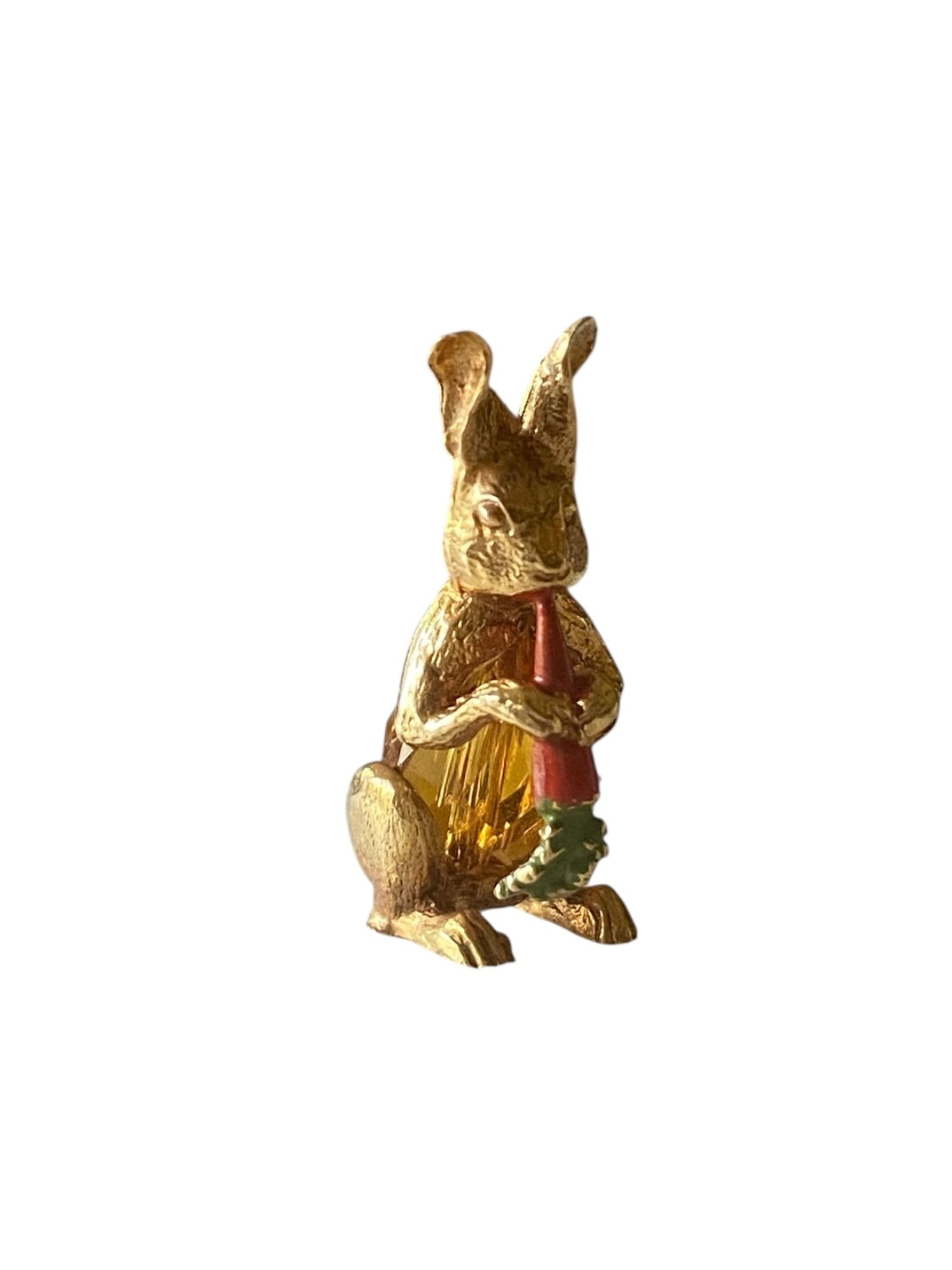 9ct vintage rabbit charm with carrot , signed 'Nuvo' circa 1973