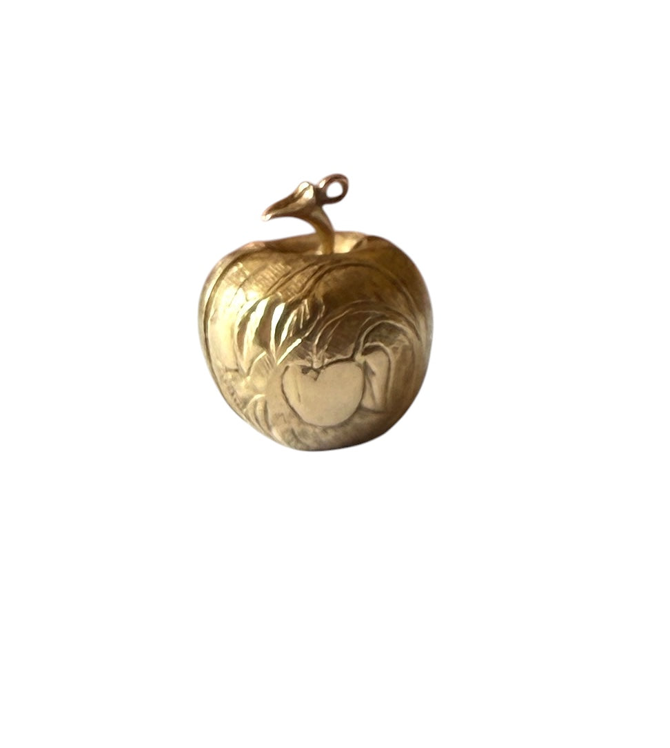 9ct vintage large apple charm / pendant with Adam and Eve circa 1968 7.88g