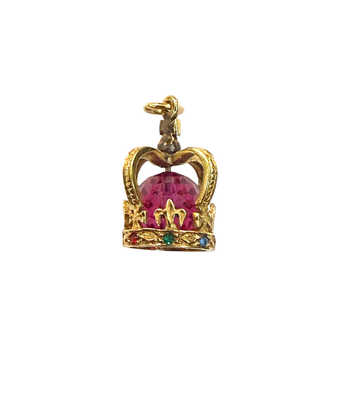 9ct vintage crown with glass stones maker AJL 5.04g