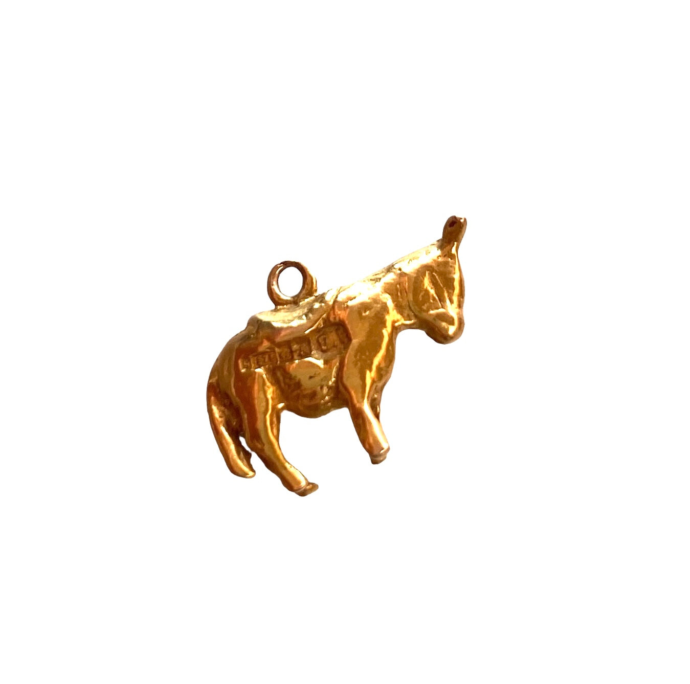 9ct vintage small donkey charm circa 1960s. solid 2.0g