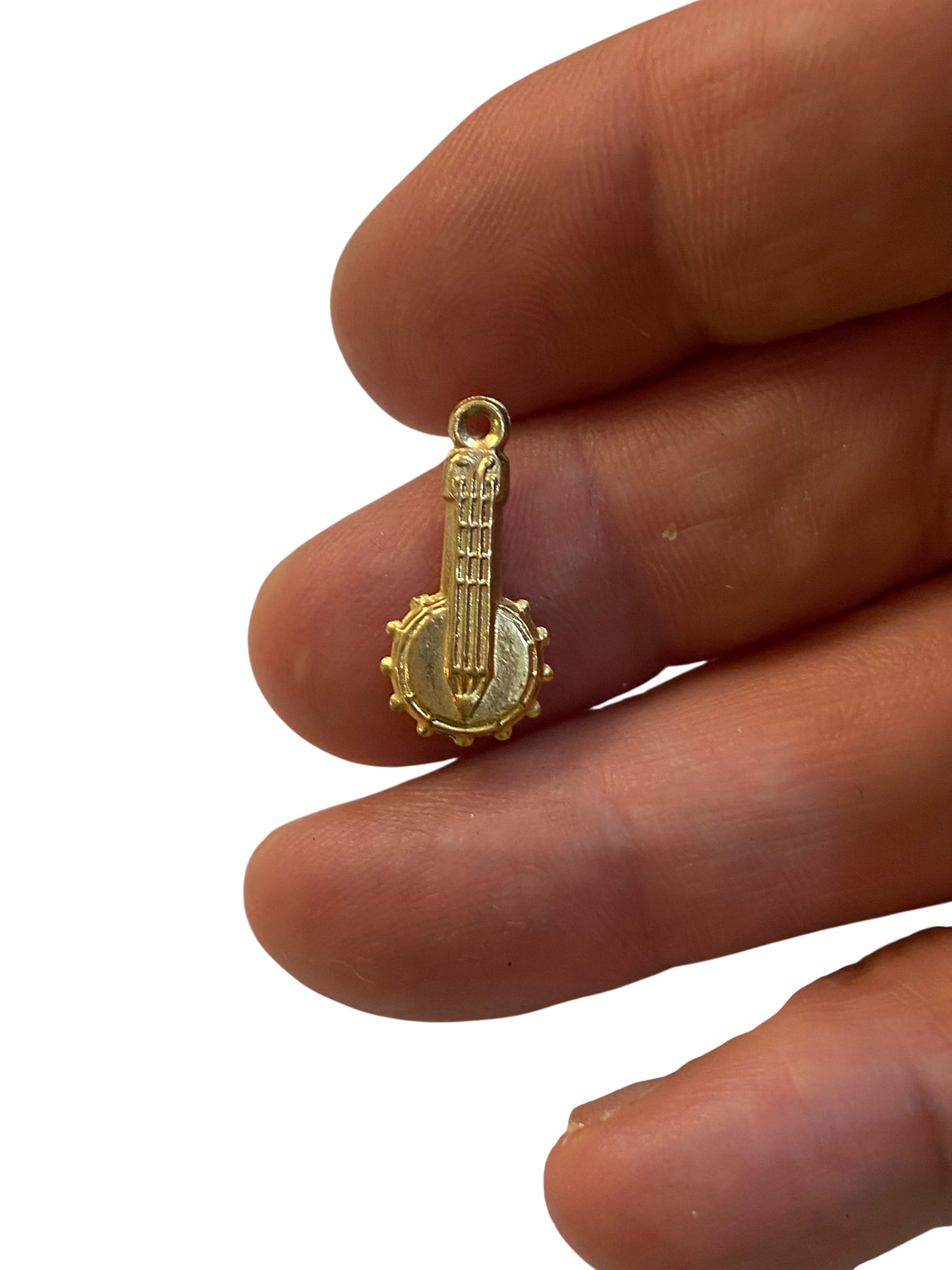 9ct vintage banjo charm, small 0.5g circa 1978