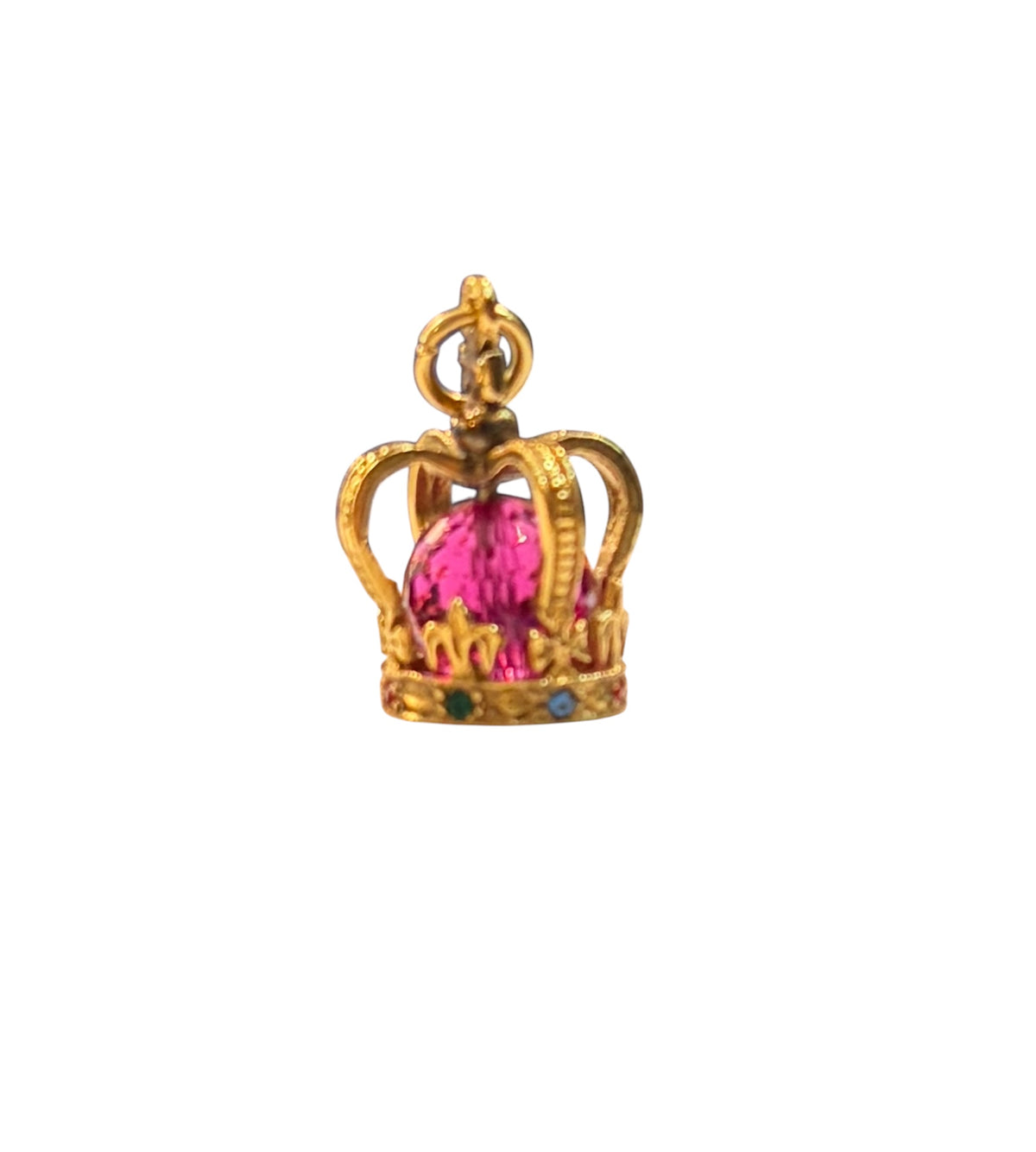 9ct vintage crown with glass stones maker AJL 5.04g