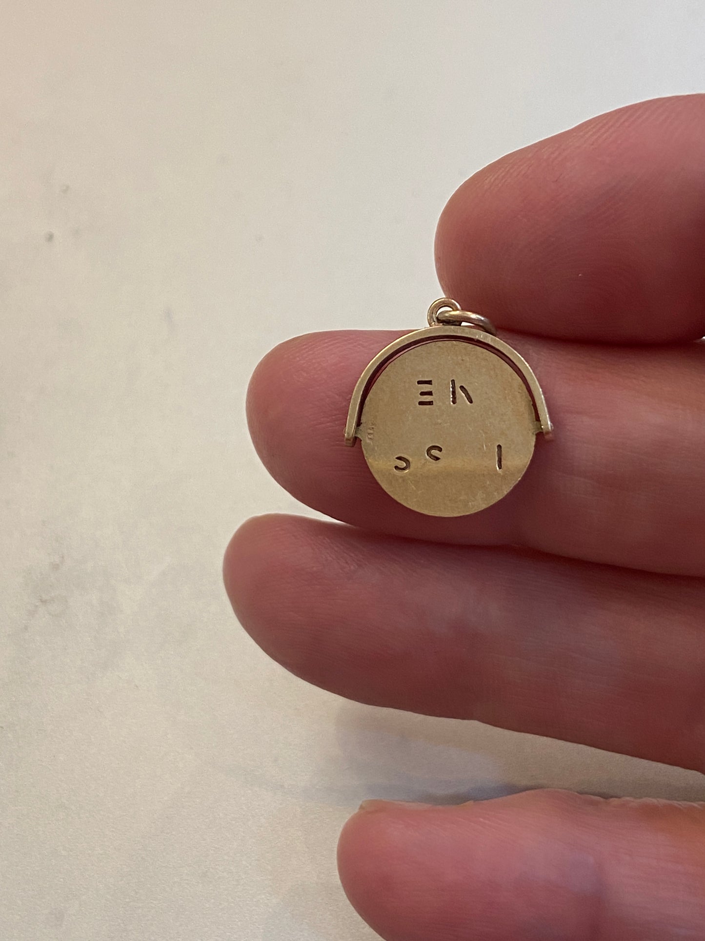 9ct vintage kiss me spinner charm circa chester 1957