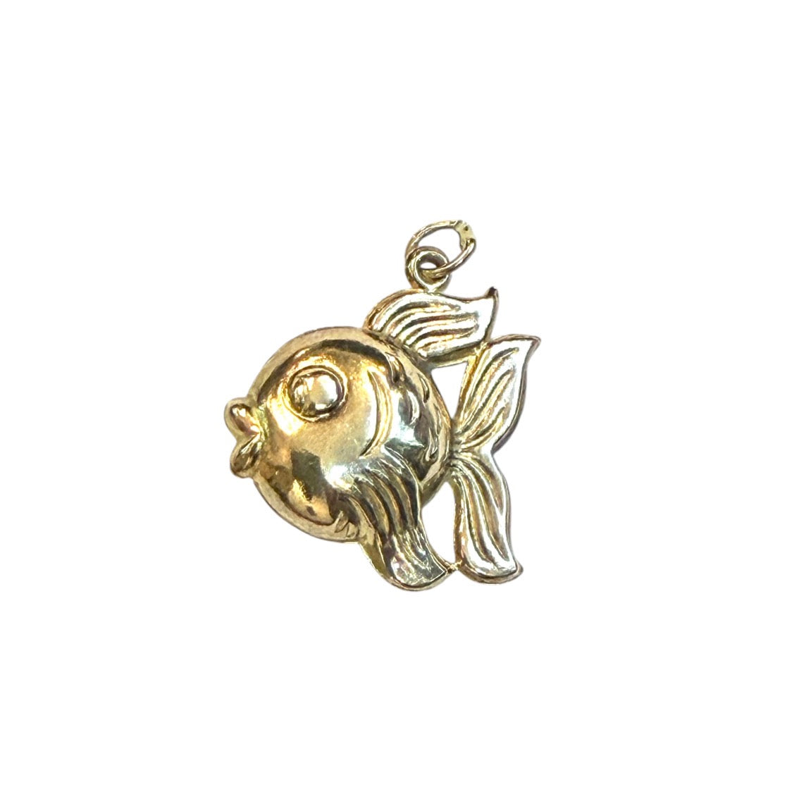 9ct vintage fish charm. hollow 1.2g circa 1987 London