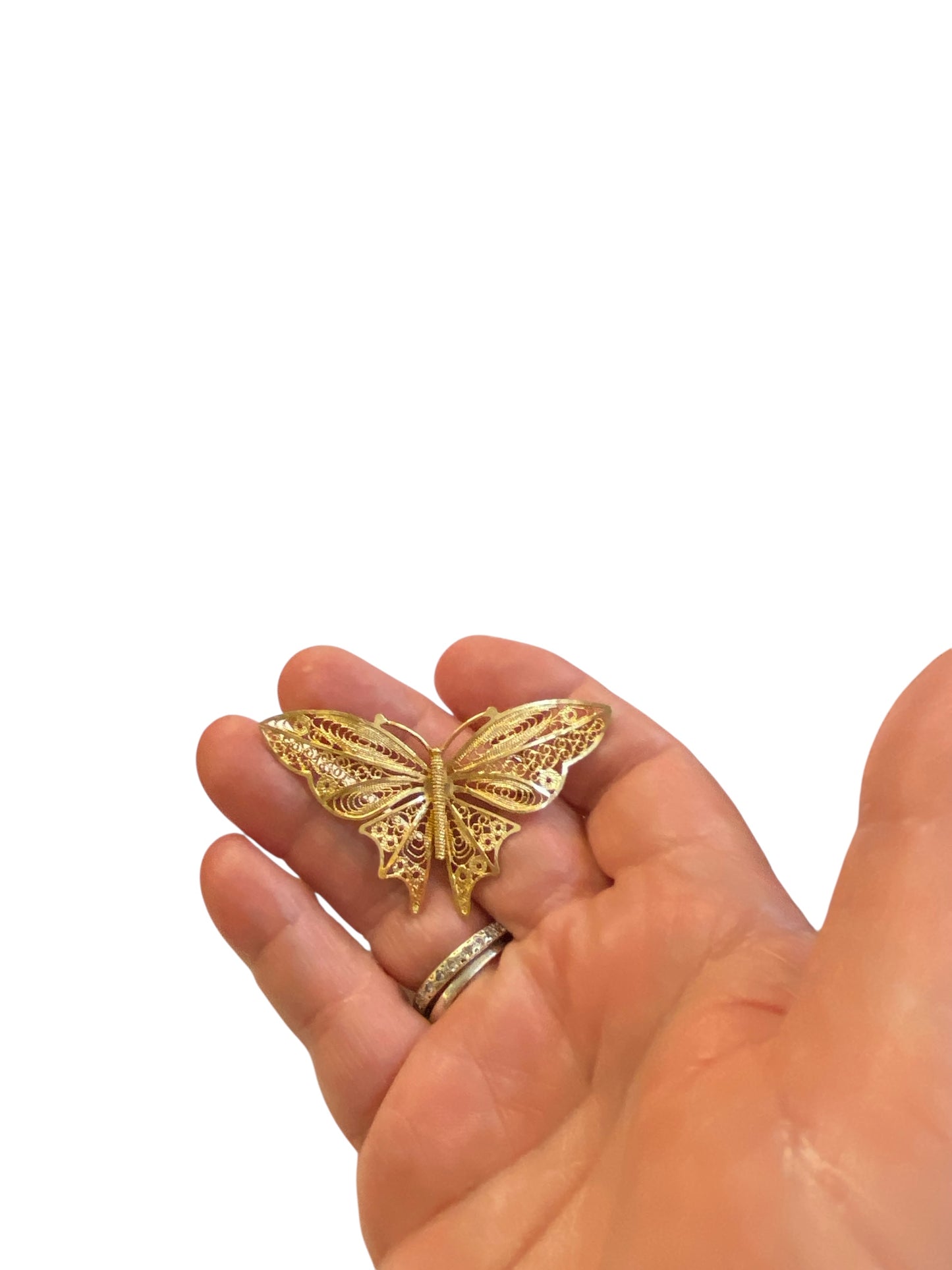 9ct vintage butterfly brooch and pendant