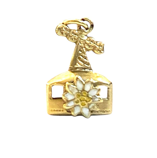 14ct 585  vintage ski lift with an enamelled edelweiss  cham