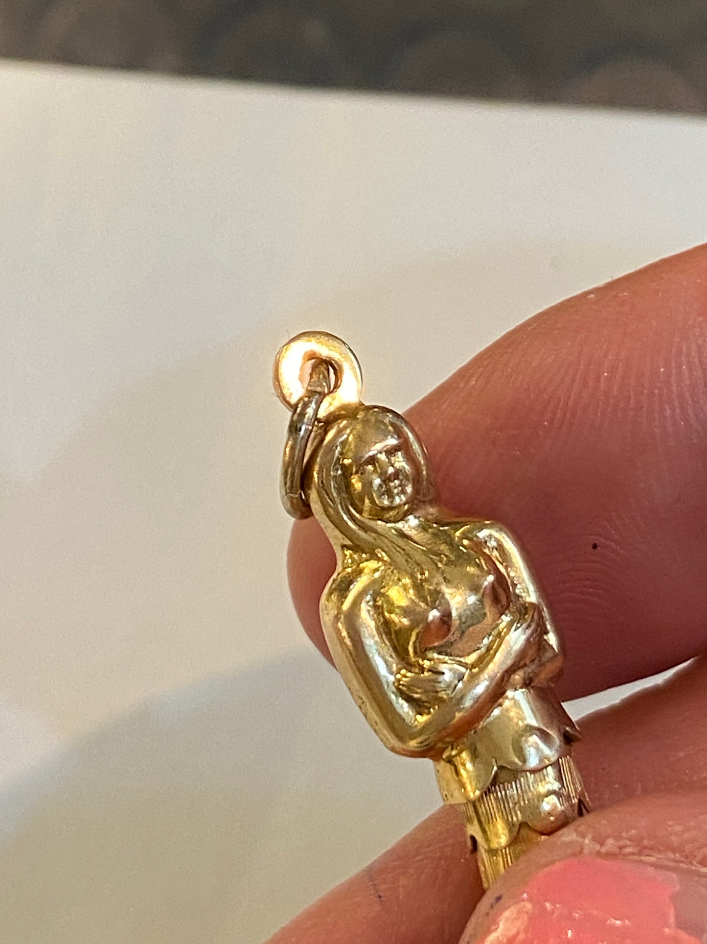 9ct vintage mermaid charm. articulated circa 1963