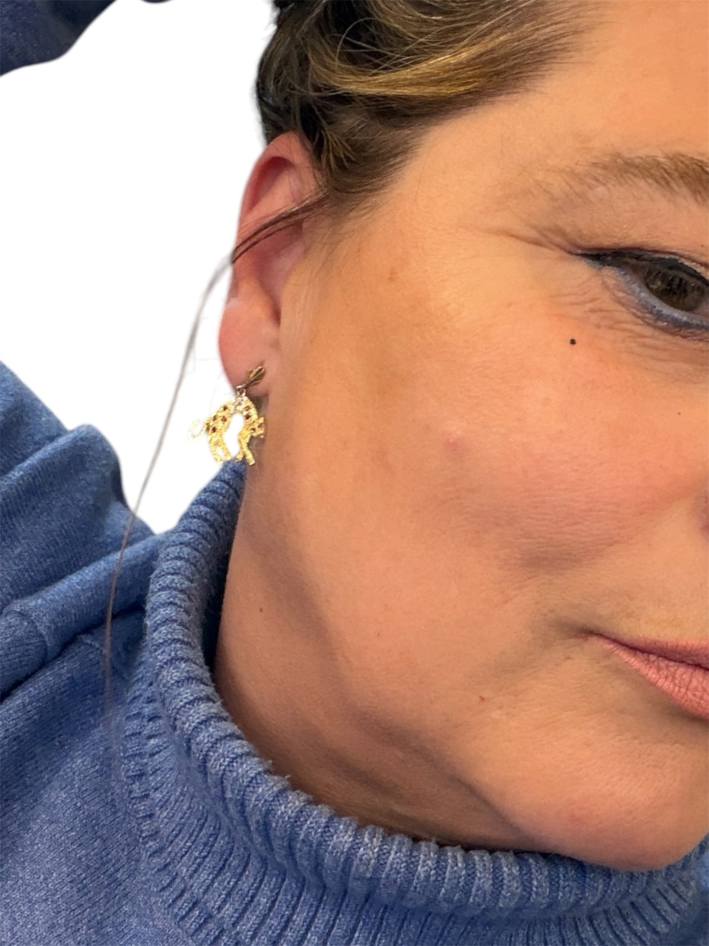 9ct vintage leopard drop earring for pierce ears circa 1989