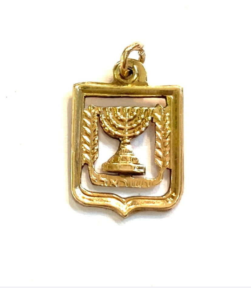 14ct vintage menorah charm / pendant