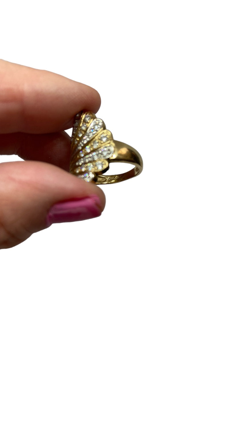 9ct vintage cocktail ring yellow gold size M 1/2