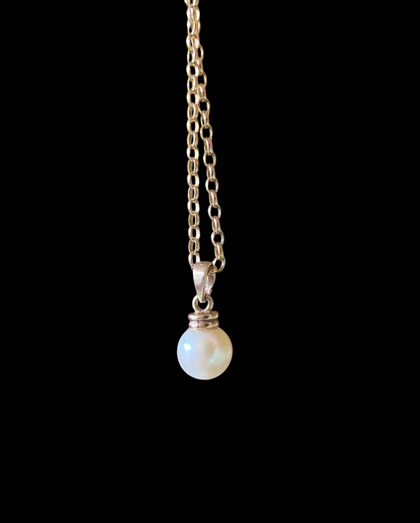 9ct preloved pearl and chain necklace 18 1/2 inches