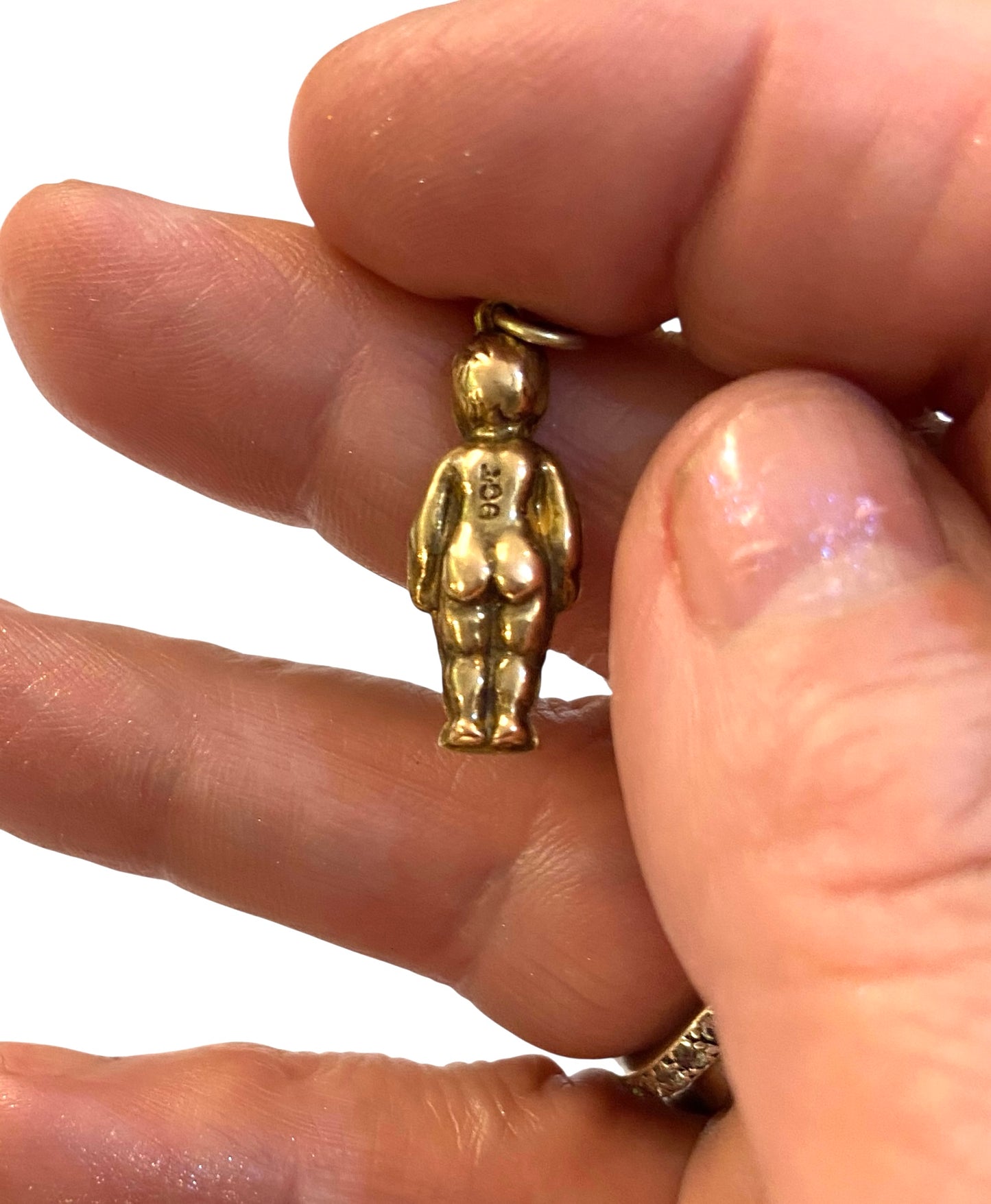 9ct antique charm , pudding doll or kewpie