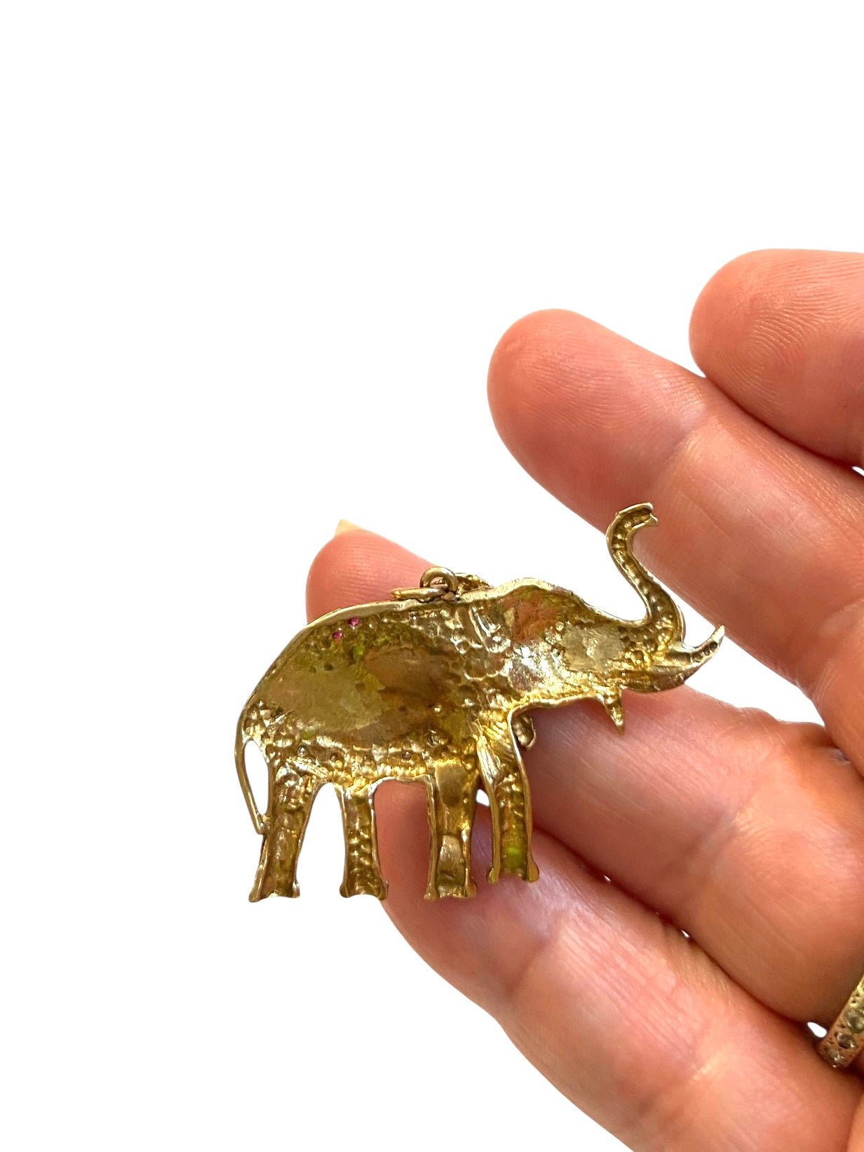 9ct vintage elephant pendant with Gem stones circa 1989