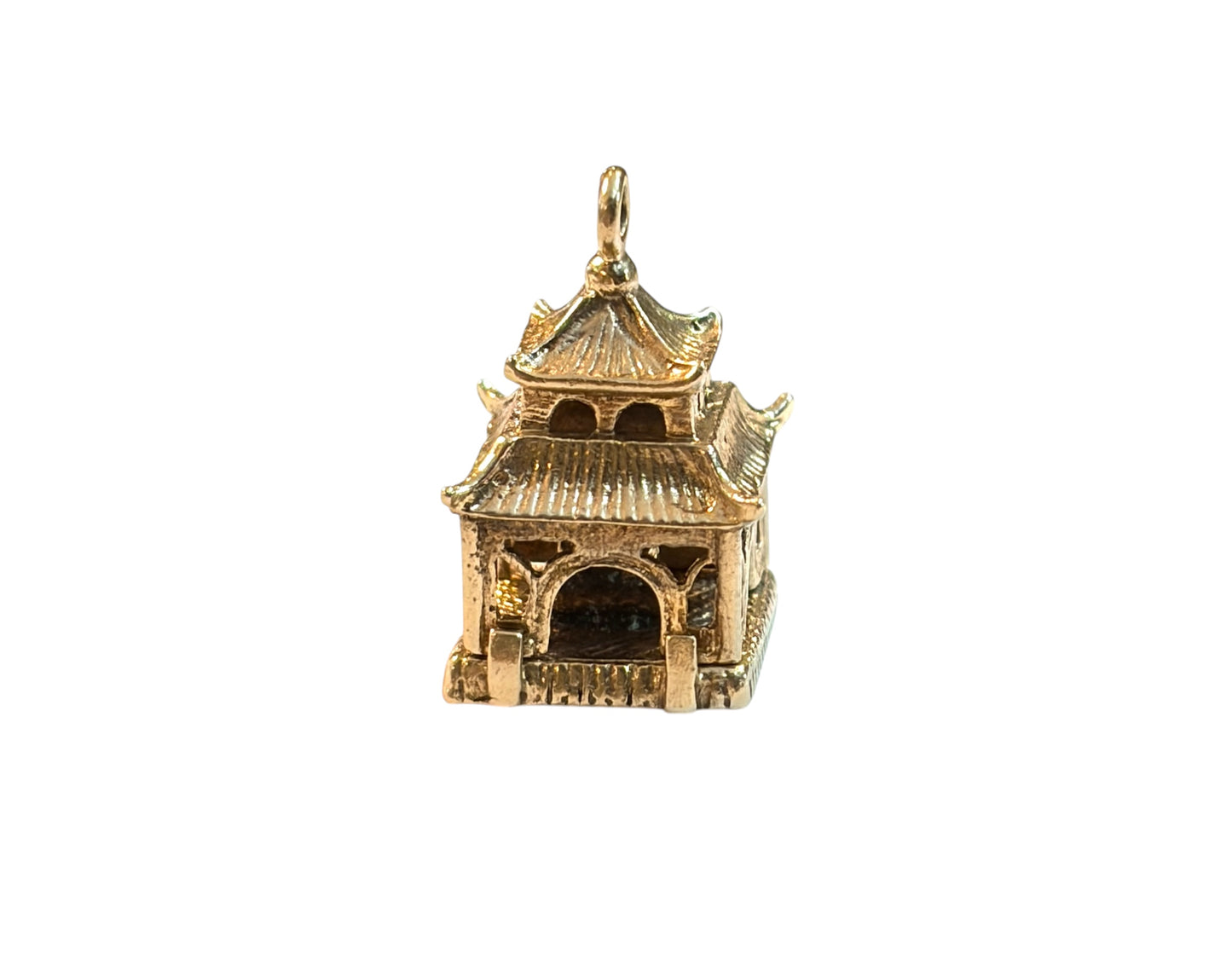 9ct vintage buddist temple charm with buddha inside 4.10g