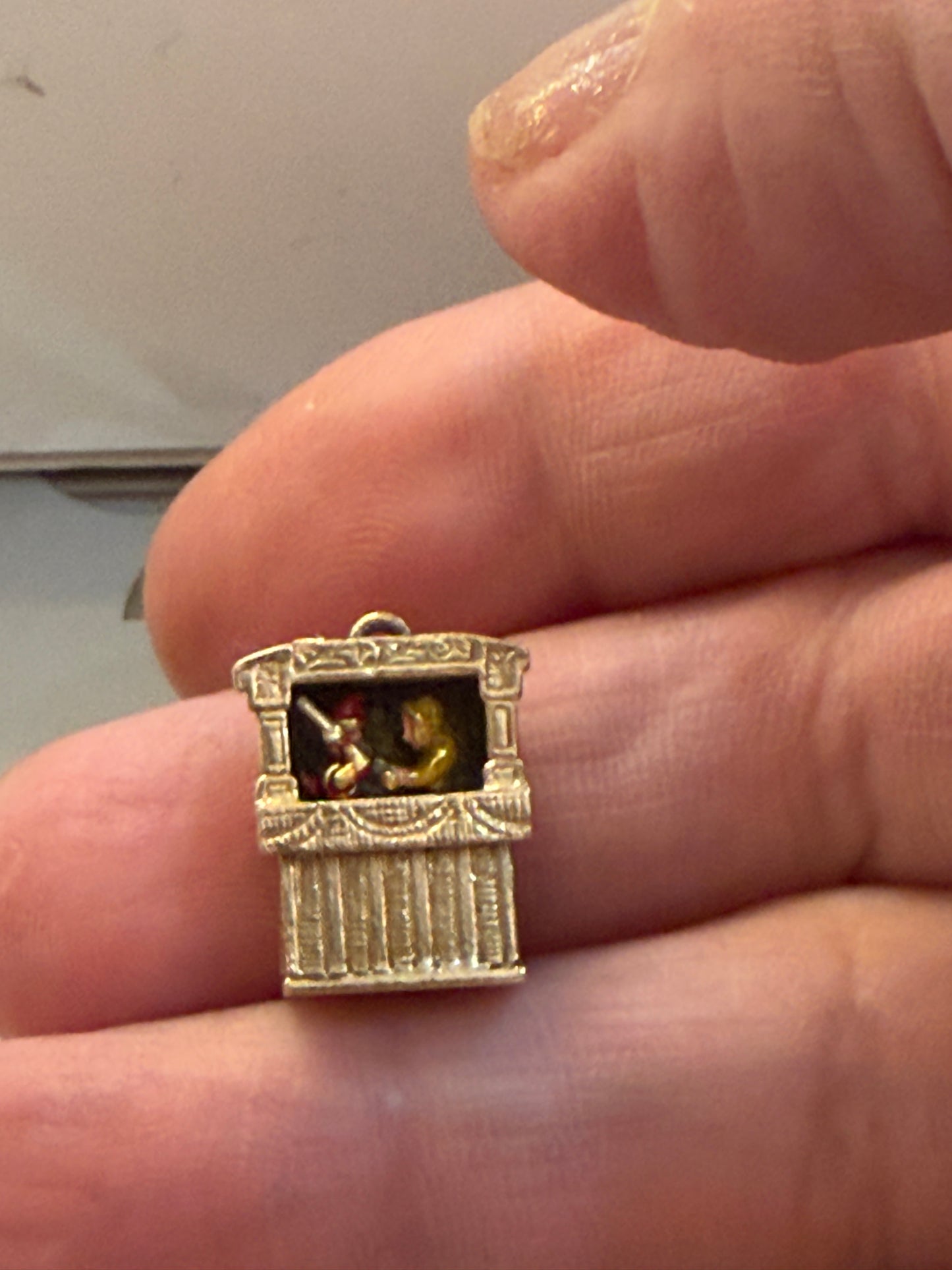 9ct vintage punch and judy charm, articulated charm circa 1959