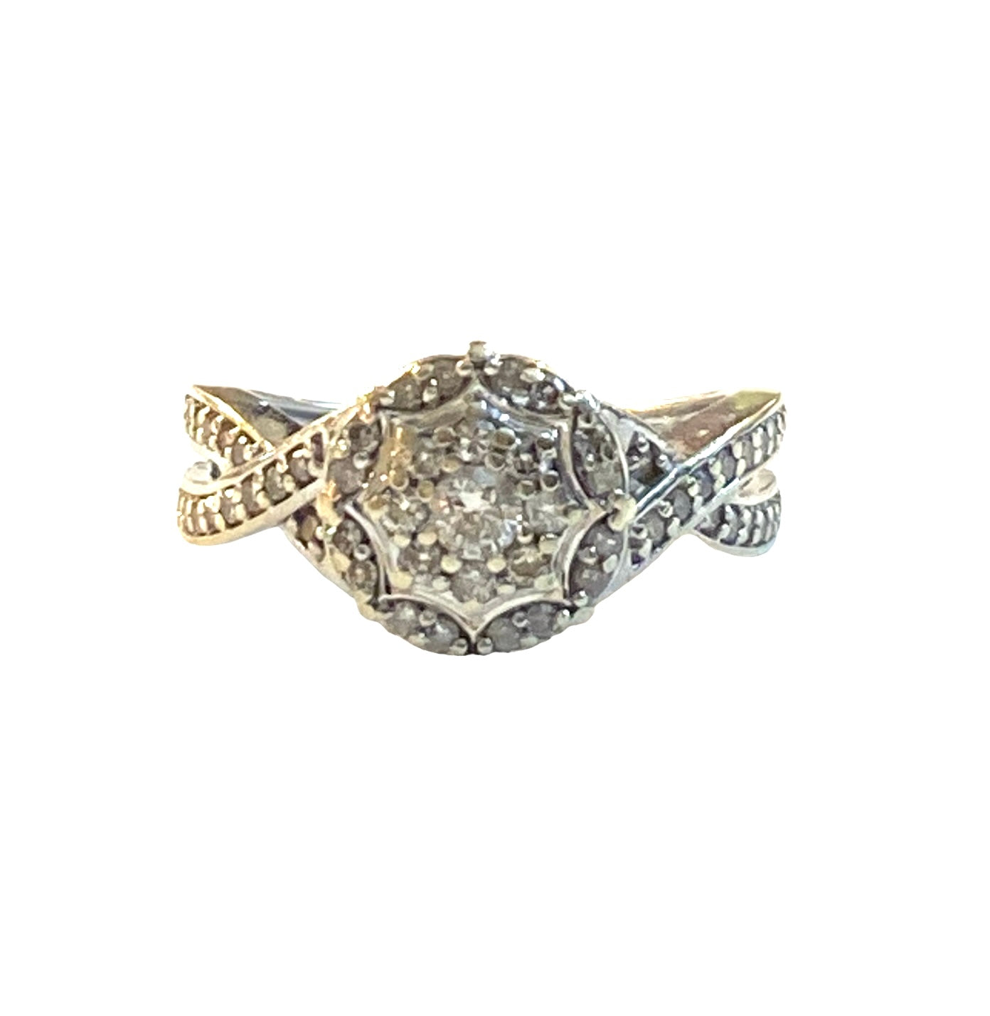 9ct preowned white gold diamond ring with 0.50ct diamonds size K