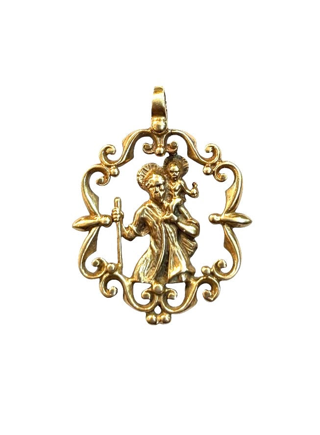 9ct vintage large St christopher pendant circa 1976 6.64g